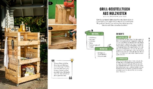 Buchcover und Innenansicht für das Buch: Hochbeet, Teich, Palettentisch - Projekte zum Selbermachen für Garten & Balkon