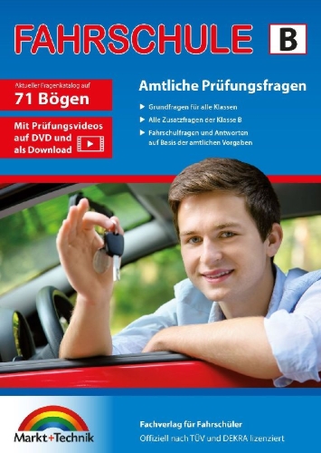 Buchcover und Innenansicht für das Buch: Führerschein Fragebogen Klasse B - Auto Theorieprüfung original amtlicher Fragenkatalog auf 71 Bögen