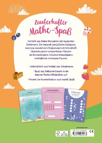 Buchcover und Innenansicht für das Buch: Magical Unicorn Academy. Multiplying and Dividing.