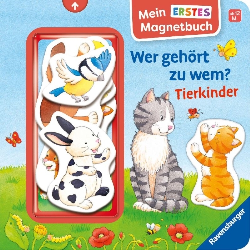 Buchcover und Innenansicht für das Buch: Mein erstes Magnetbuch - Wer gehört zu wem? Tierkinder