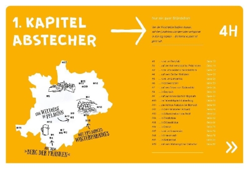 Buchcover und Innenansicht für das Buch: 52 kleine & große Eskapaden in Oberfranken
