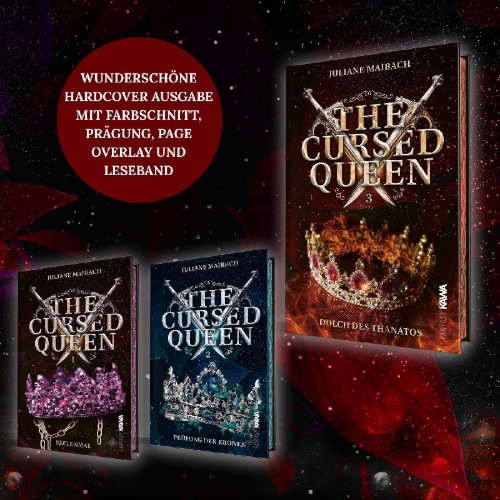 Buchcover und Innenansicht für das Buch: The Cursed Queen | Dolch des Thanatos (Band 3)
