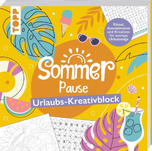 Buchcover und Innenansicht für das Buch: Sommer-Pause! Urlaubs-Kreativblock