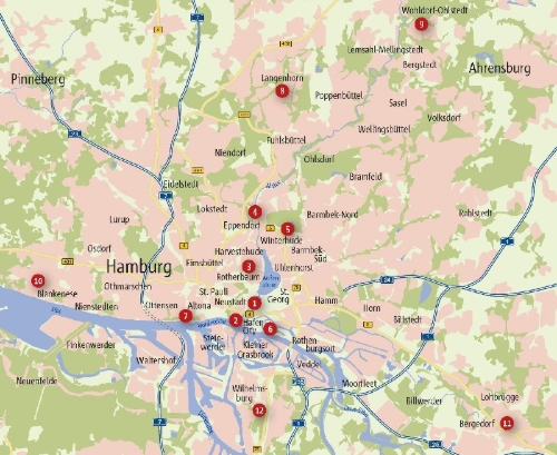 Buchcover und Innenansicht für das Buch: Zu Fuß durch die Hansestadt Hamburg