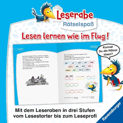 Buchcover und Innenansicht für das Buch: Leserabe - Rätselspaß - Krimirätsel zum Lesenlernen, 2. Lesestufe