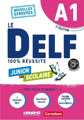 Buchcover und Innenansicht für das Buch: Le DELF scolaire A1 - Prüfungsvorbereitung - Ausgabe 2023 - Übungsheft mit Audios und Lösungen