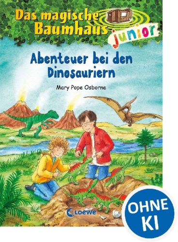 Buchcover und Innenansicht für das Buch: Das magische Baumhaus junior 01 - Abenteuer bei den Dinosauriern