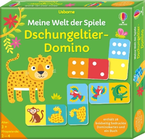 Buchcover und Innenansicht für das Buch: Meine Welt der Spiele: Dschungeltier-Domino