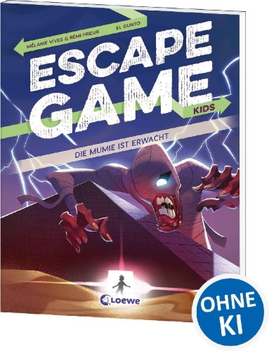 Buchcover und Innenansicht für das Buch: Escape Game Kids - Die Mumie ist erwacht