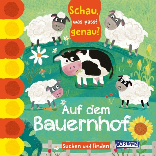 Buchcover und Innenansicht für das Buch: Schau, was passt genau? Auf dem Bauernhof