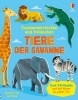 Buchcover und Innenansicht für das Buch: Zusammenstecken und Entdecken: Tiere der Savanne