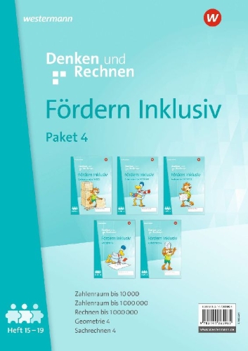 Buchcover und Innenansicht für das Buch: Fördern Inklusiv. Hefte 15-19 im Paket Denken und Rechnen