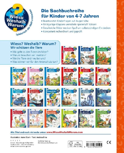 Buchcover und Innenansicht für das Buch: Wieso? Weshalb? Warum? Band 43 - Wir schützen die Tiere