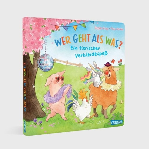 Buchcover und Innenansicht für das Buch: Wer geht als was? Ein tierischer Verkleidespaß!