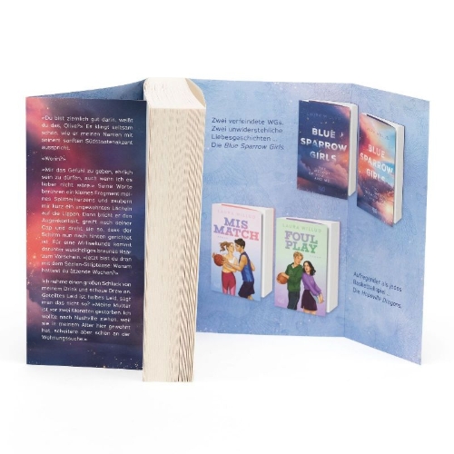 Buchcover und Innenansicht für das Buch: Blue Sparrow Girls - The Melody of You and Me