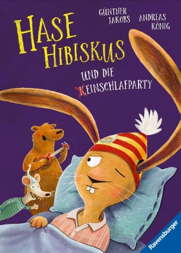 Buchcover und Innenansicht für das Buch: Hase Hibiskus und die (K)Einschlafparty