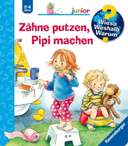 Buchcover und Innenansicht für das Buch: Wieso? Weshalb? Warum? junior, Band 52: Zähne putzen, Pipi machen