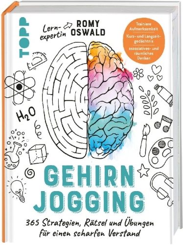 Buchcover und Innenansicht für das Buch: Gehirnjogging - 365 Strategien, Rätsel und Übungen für einen scharfen Verstand