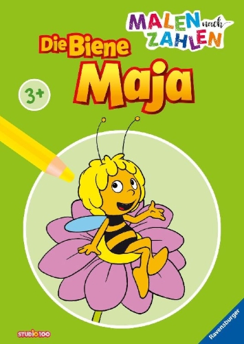 Buchcover und Innenansicht für das Buch: Die Biene Maja: Malen nach Zahlen ab 3