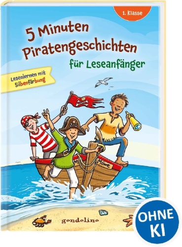 Buchcover und Innenansicht für das Buch: 5 Minuten Piratengeschichten für Leseanfänger
