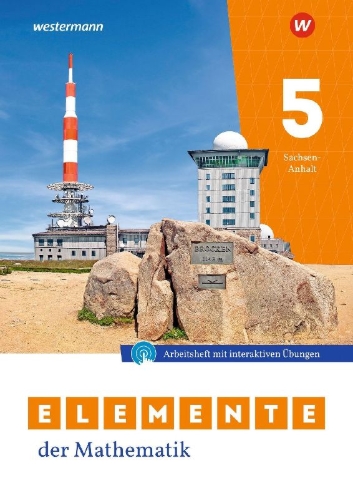 Buchcover und Innenansicht für das Buch: Elemente der Mathematik SI. Arbeitsheft mit Interaktiven Übungen und Lösungen 5. Für Sachsen-Anhalt