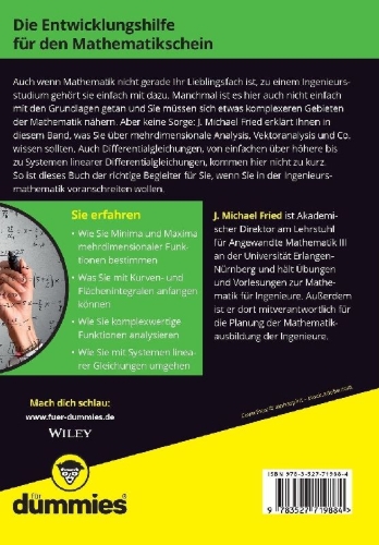 Buchcover und Innenansicht für das Buch: Mathematik für Ingenieure II für Dummies