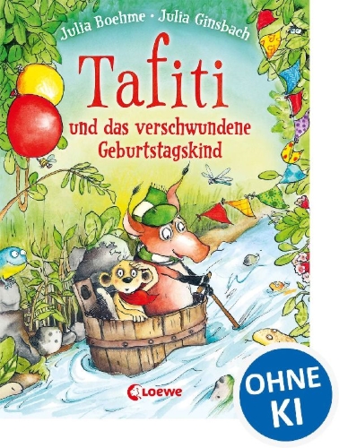 Buchcover und Innenansicht für das Buch: Tafiti und das verschwundene Geburtstagskind