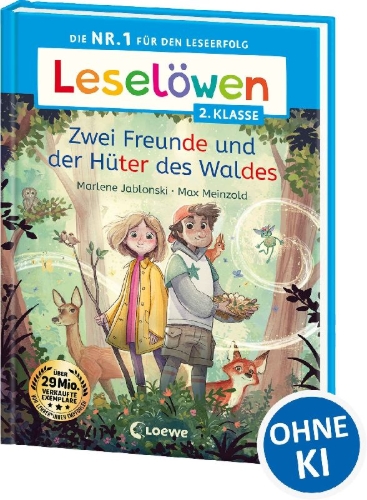 Buchcover und Innenansicht für das Buch: Leselöwen 2. Klasse - Zwei Freunde und der Hüter des Waldes