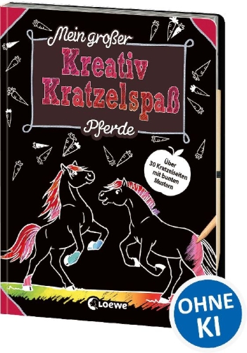 Buchcover und Innenansicht für das Buch: Mein großer Kreativ-Kratzelspaß: Pferde