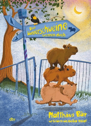 Buchcover und Innenansicht für das Buch: Drei Wasserschweine brennen durch