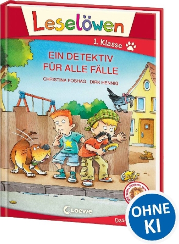 Buchcover und Innenansicht für das Buch: Leselöwen 1. Klasse - Ein Detektiv für alle Fälle