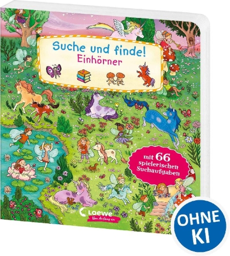 Buchcover und Innenansicht für das Buch: Suche und finde! Einhörner