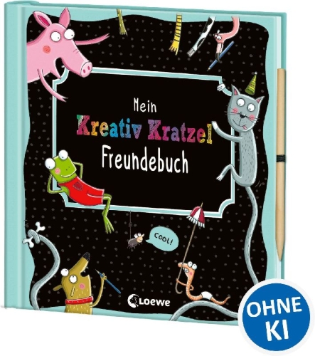 Buchcover und Innenansicht für das Buch: Mein Kreativ-Kratzel Freundebuch