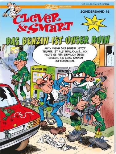 Buchcover und Innenansicht für das Buch: Mortadelo y Filemon: Gasolina... la ruina!