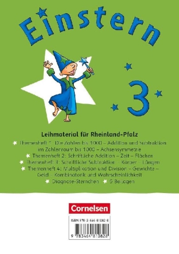 Buchcover und Innenansicht für das Buch: Einstern Mathematik 03 (Rheinland-Pfalz). Themenhefte 1-4, Diagnoseheft und Kartonbeilagen im Schuber - Ausleihmaterial