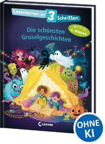 Buchcover und Innenansicht für das Buch: Lesenlernen in 3 Schritten - Die schönsten Gruselgeschichten