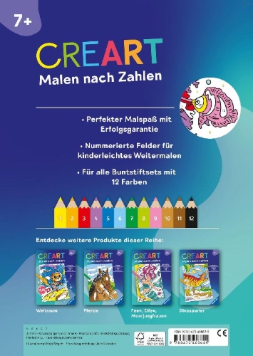 Buchcover und Innenansicht für das Buch: CreArt Malen nach Zahlen ab 7: Im Meer