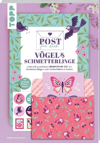 Buchcover und Innenansicht für das Buch: Post für dich. Vögel & Schmetterlinge