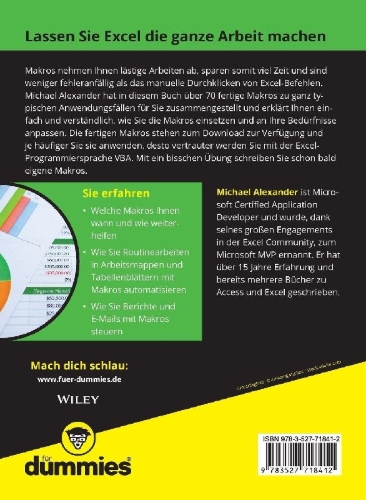 Buchcover und Innenansicht für das Buch: Excel Makros für Dummies