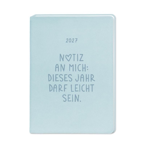 Buchcover und Innenansicht für das Buch: Terminplaner Lederlook 2027 Hellblau