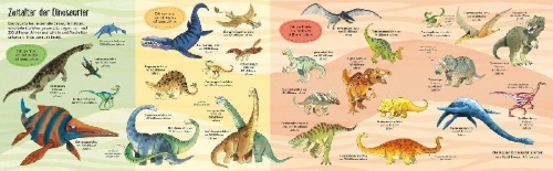 Buchcover und Innenansicht für das Buch: Das große Ausklappbuch der Dinosaurier