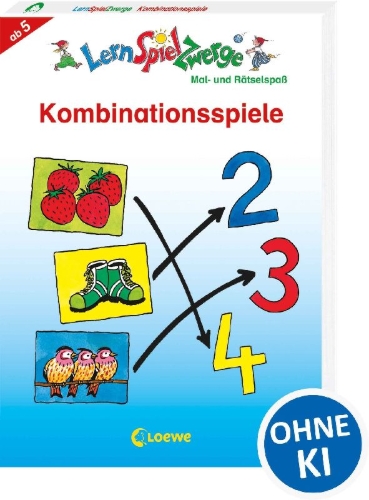 Buchcover und Innenansicht für das Buch: Kombinationsspiele. Mal- und Rätselblock