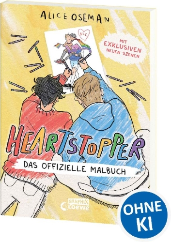 Buchcover und Innenansicht für das Buch: The Heartstopper Colouring Book