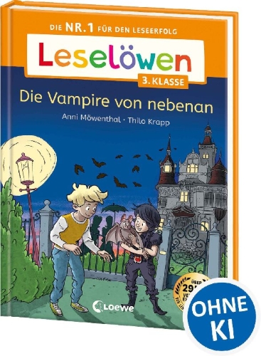 Buchcover und Innenansicht für das Buch: Leselöwen 3. Klasse - Die Vampire von nebenan