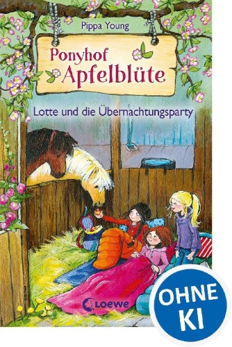 Buchcover und Innenansicht für das Buch: Ponyhof Apfelblüte 12 - Lotte und die Übernachtungsparty