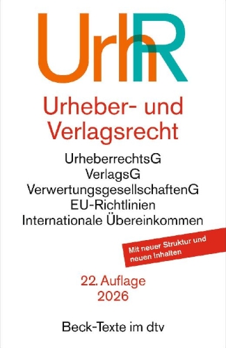 Buchcover und Innenansicht für das Buch: Urheber- und Verlagsrecht. UrhR
