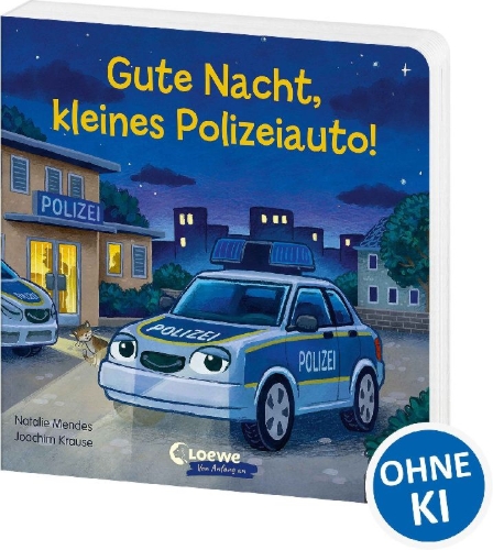 Buchcover und Innenansicht für das Buch: Gute Nacht, kleines Polizeiauto!