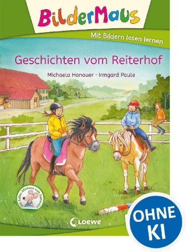 Buchcover und Innenansicht für das Buch: Bildermaus - Geschichten vom Reiterhof