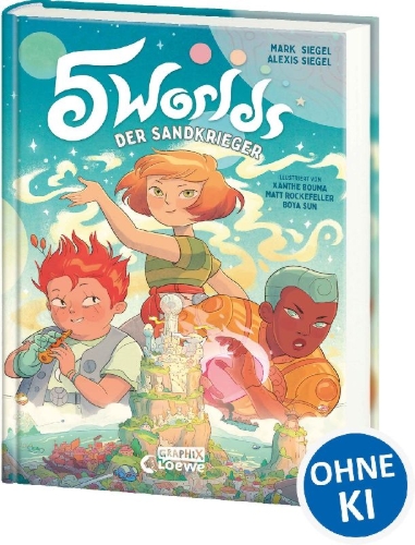 Buchcover und Innenansicht für das Buch: 5 Worlds (Band 1) - Der Sandkrieger
