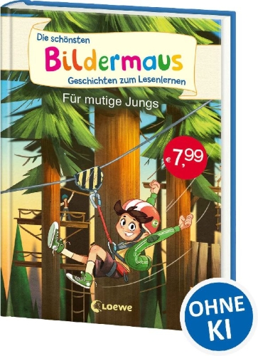 Buchcover und Innenansicht für das Buch: Die schönsten Bildermaus-Geschichten zum Lesenlernen für mutige Jungs